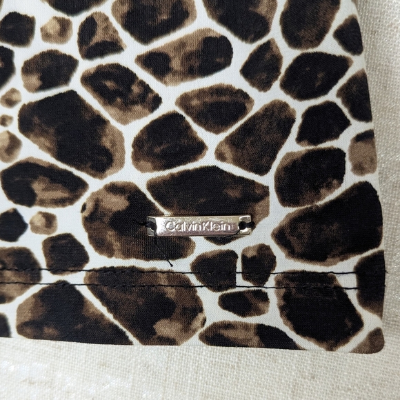Calvin Klein XL Giraffe Animal Print Sleeveless Pleated Tank Blouse Shell - Picture 5 of 12